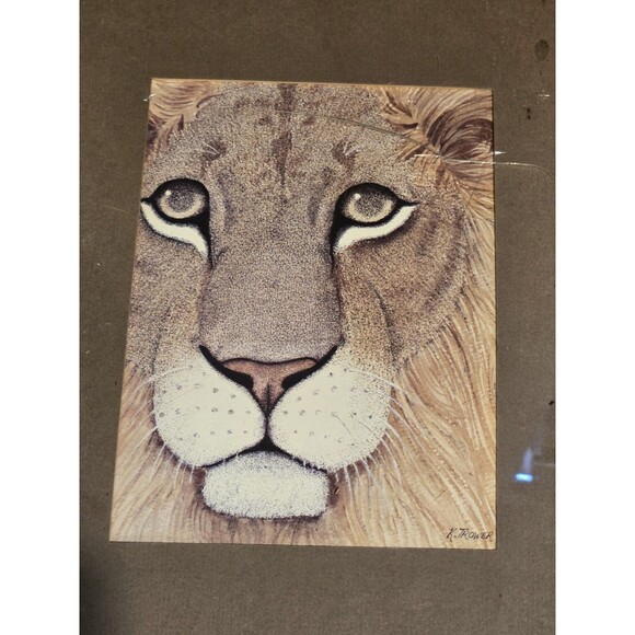 Framed Art By K TROWER, Lion & Cheetah Vintage 70s 80s - Picture 4 of 13